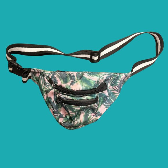 🌴 Tropical Palm Leaf Print Fanny Pack | Adjustable Belt Bag | Summer Festival - Picture 2 of 5